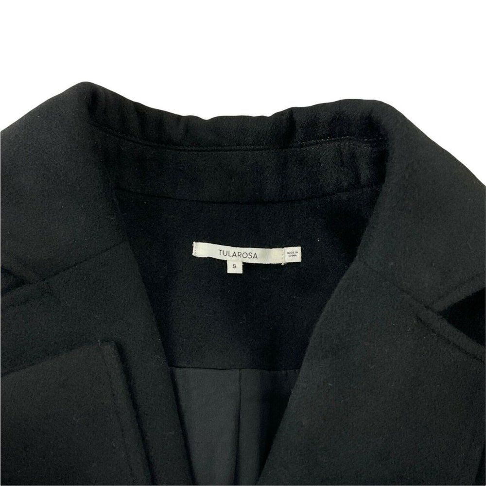 Tularosa Coat Womens Sz S Black Pea Coat hidden Buttons Missing Belt $298 Nwt - Picture 9 of 9